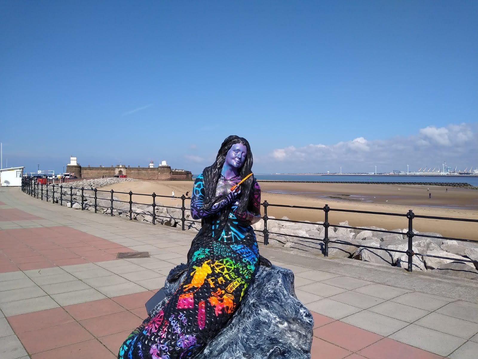 Mermaid-Statue-and-Fort-Perch-Rock-outside-New-Brighton-Floral-Pavilion