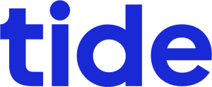 the word tide in blue letters